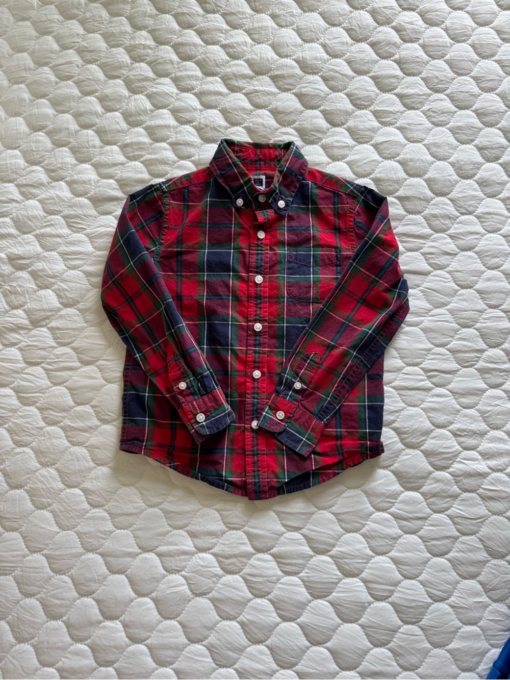 Janie and Jack Red and Green Plaid Button-Down Shirt